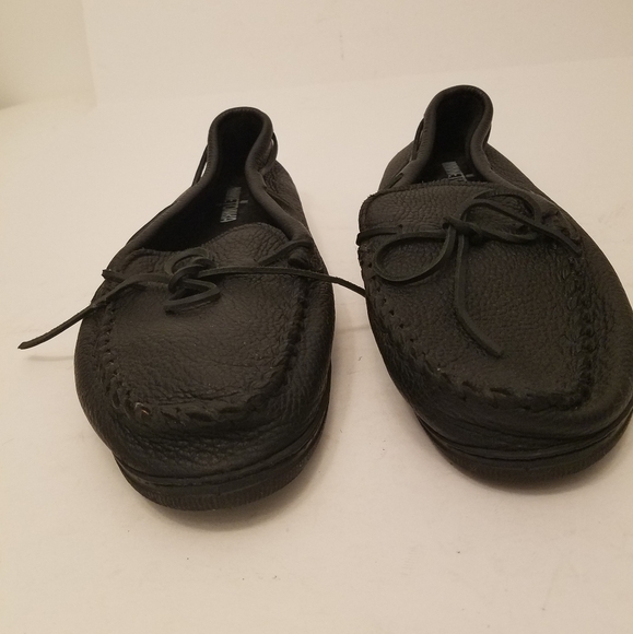 Minnetonka Men's Moccasin Moosehide Straight Plug Black Size 13 - Picture 3 of 16